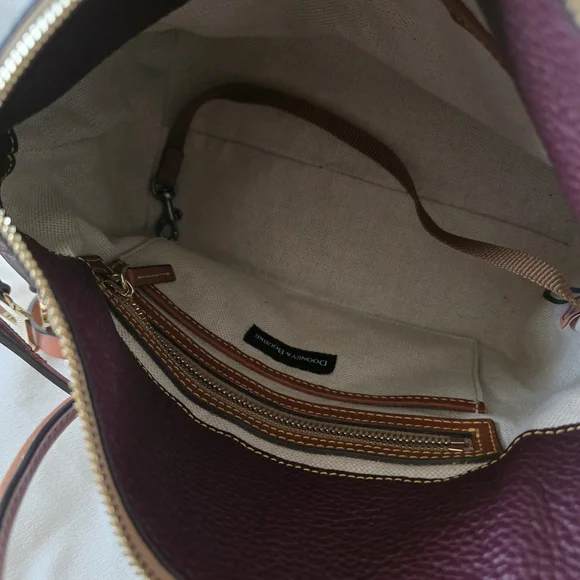 Dooney & Bourke Burgundy Satchel with Tan Trim - Picture 3 of 8